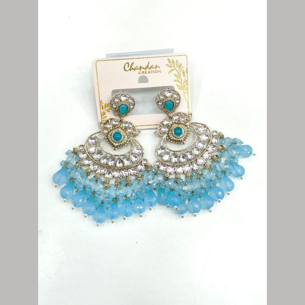 Pooja Bangles Gold Plated Kundan Stone And Pearl Dangler Earrings