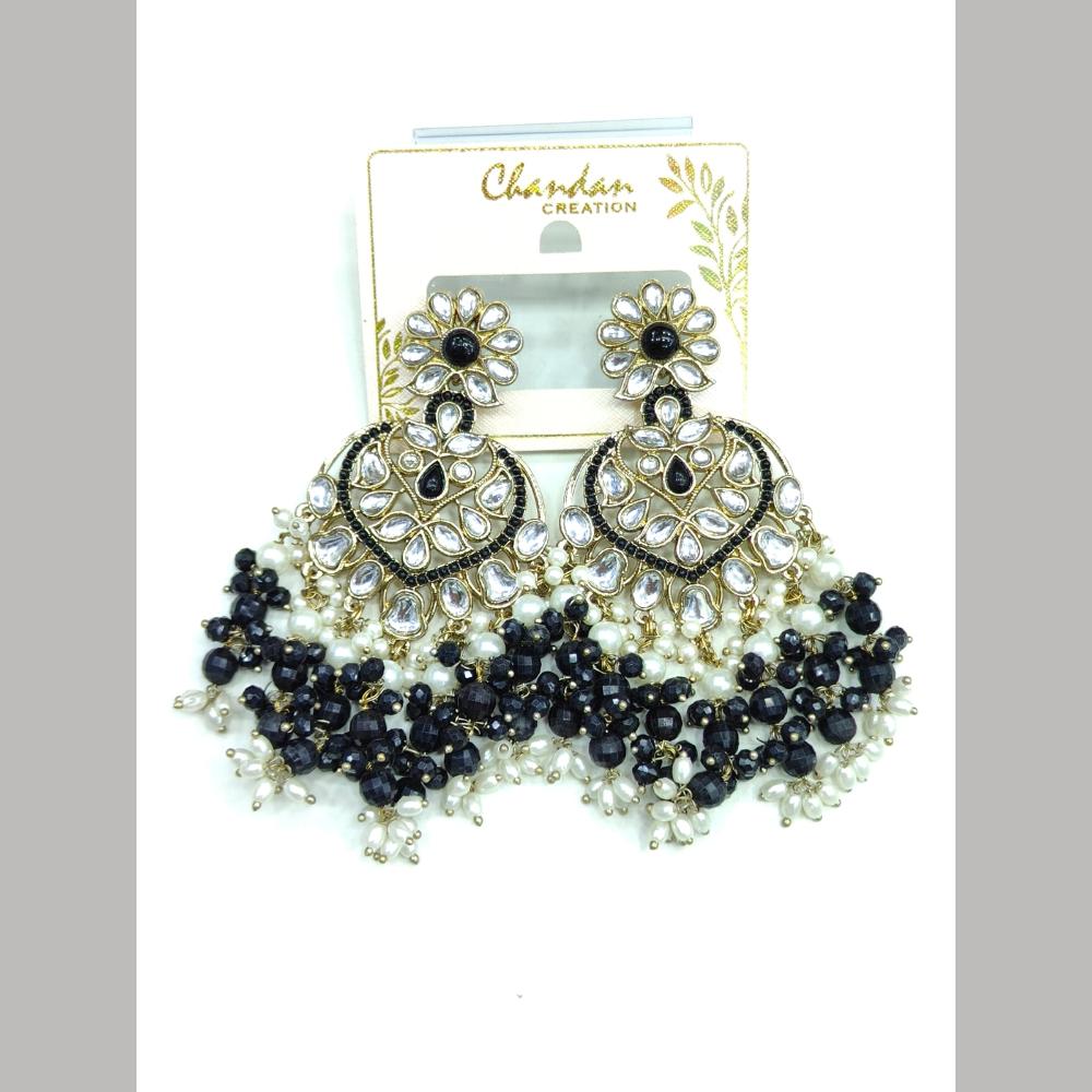 Pooja Bangles Gold Plated Kundan Stone And Pearl Dangler Earrings