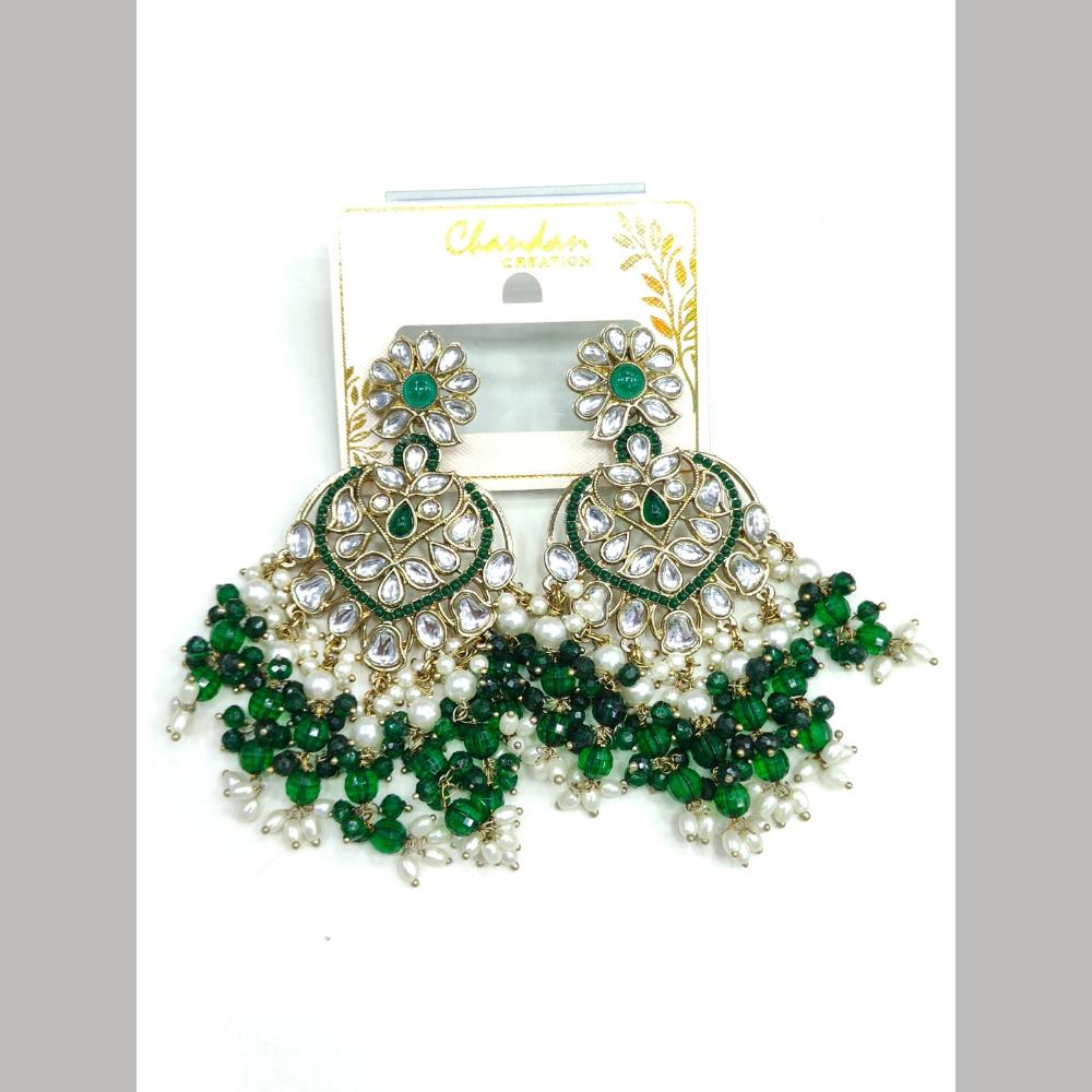 Pooja Bangles Gold Plated Kundan Stone And Pearl Dangler Earrings