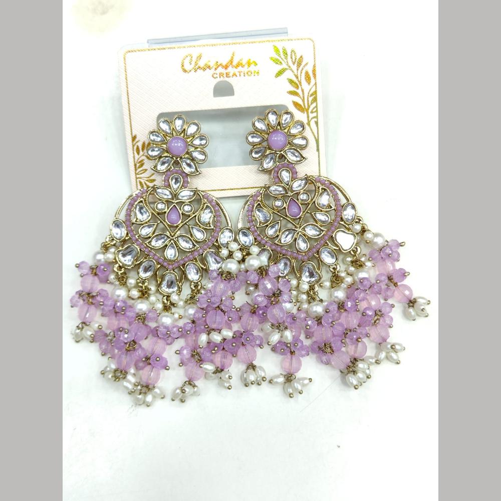 Pooja Bangles Gold Plated Kundan Stone And Pearl Dangler Earrings