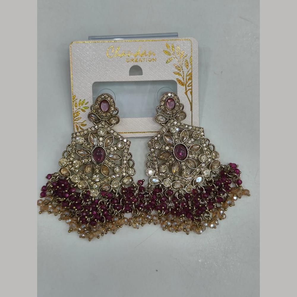 Pooja Bangles Gold Plated Kundan Stone And Pearl Dangler Earrings