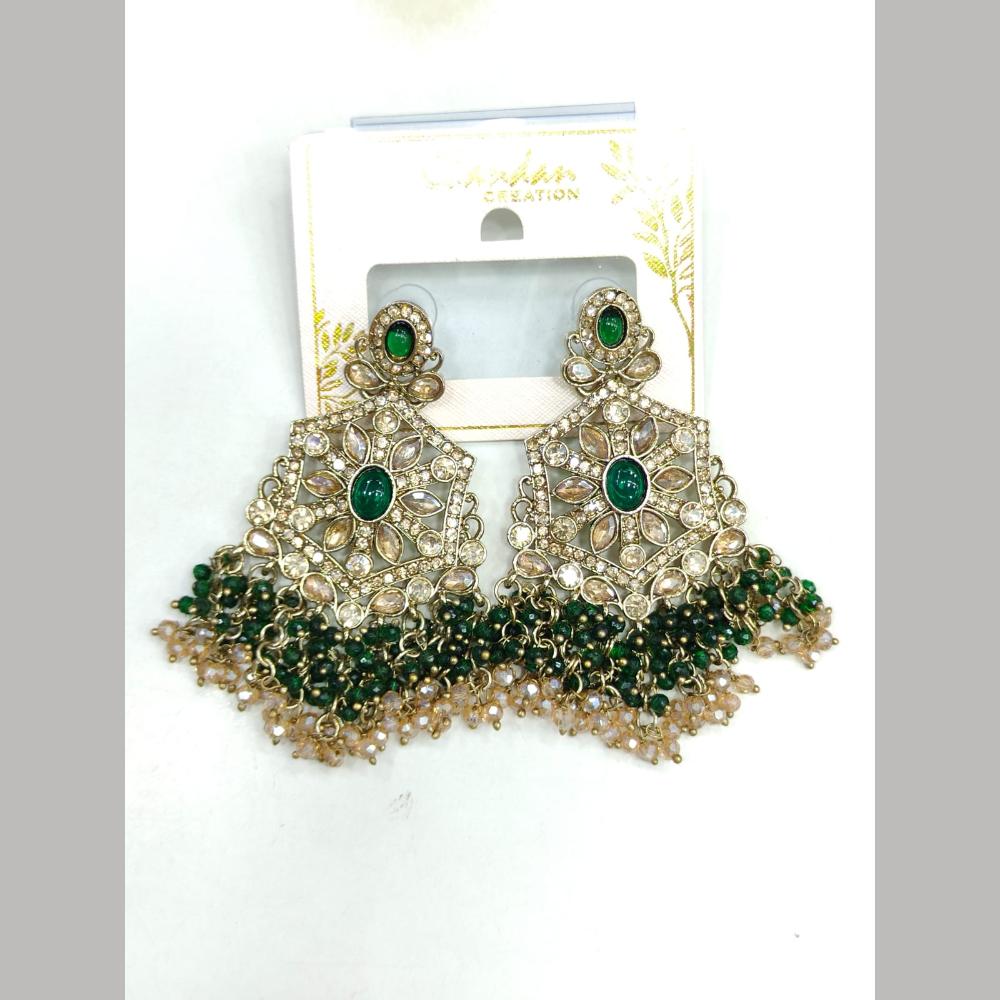 Pooja Bangles Gold Plated Kundan Stone And Pearl Dangler Earrings