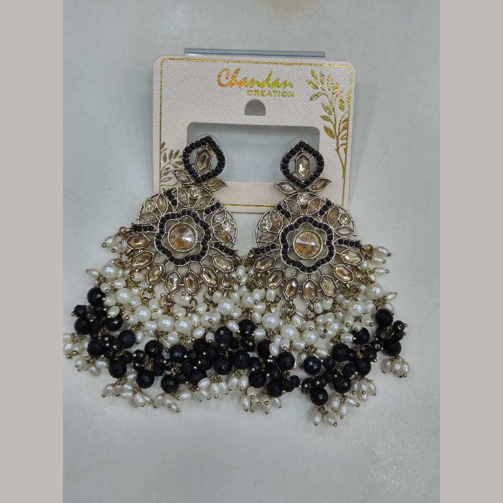 Pooja Bangles Gold Plated Kundan Stone And Pearl Dangler Earrings