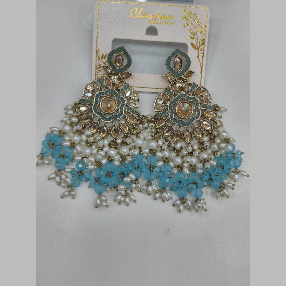 Pooja Bangles Gold Plated Kundan Stone And Pearl Dangler Earrings