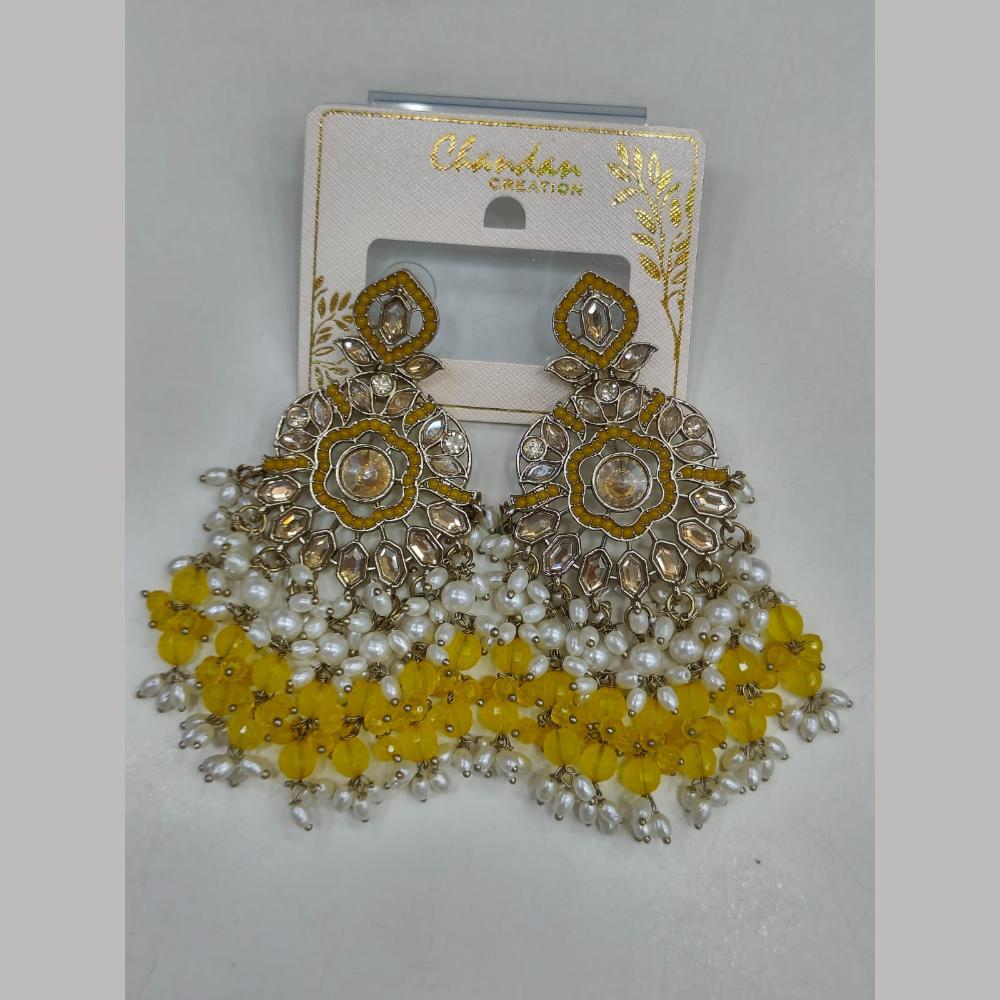 Pooja Bangles Gold Plated Kundan Stone And Pearl Dangler Earrings