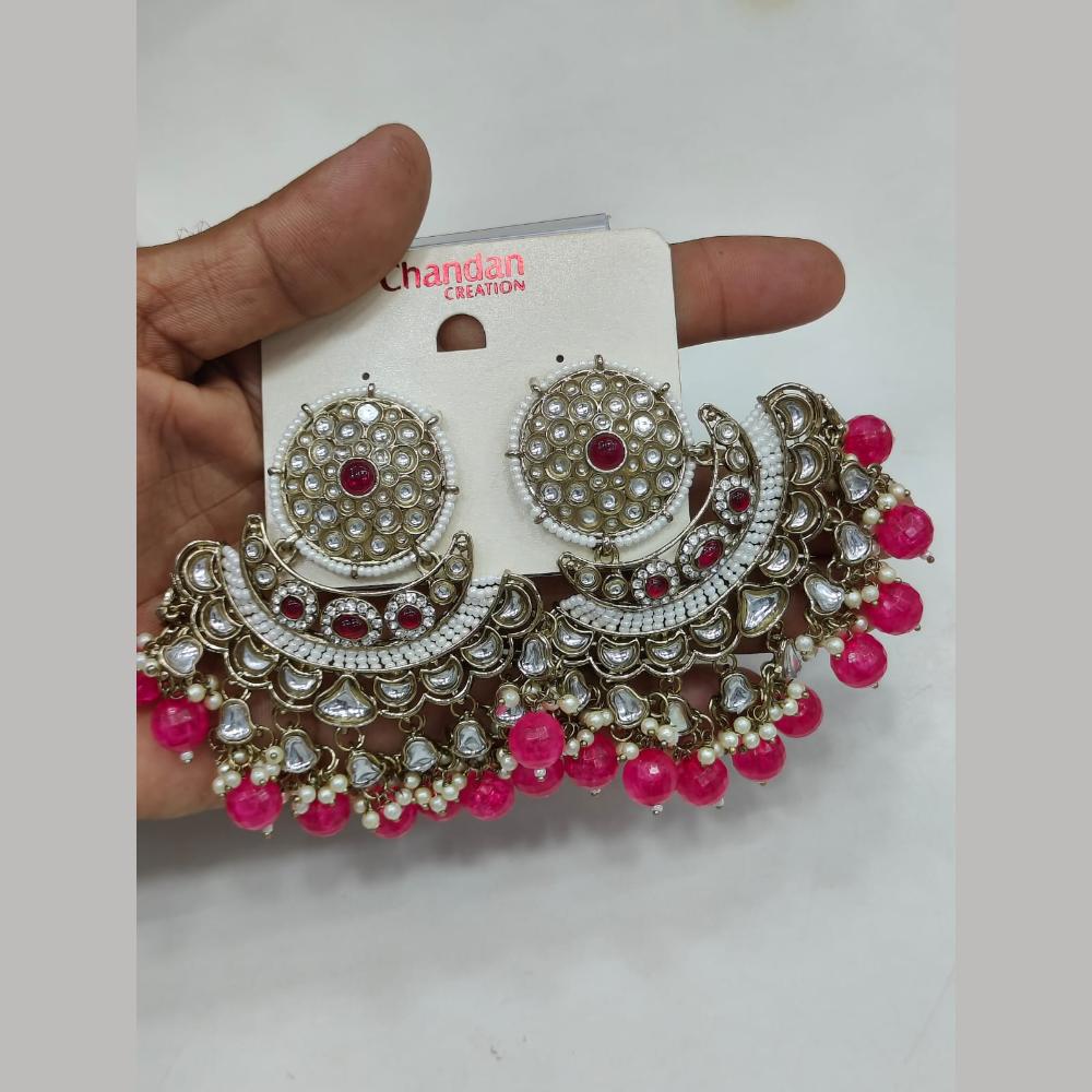 Pooja Bangles Gold Plated Kundan Stone And Pearl Dangler Earrings