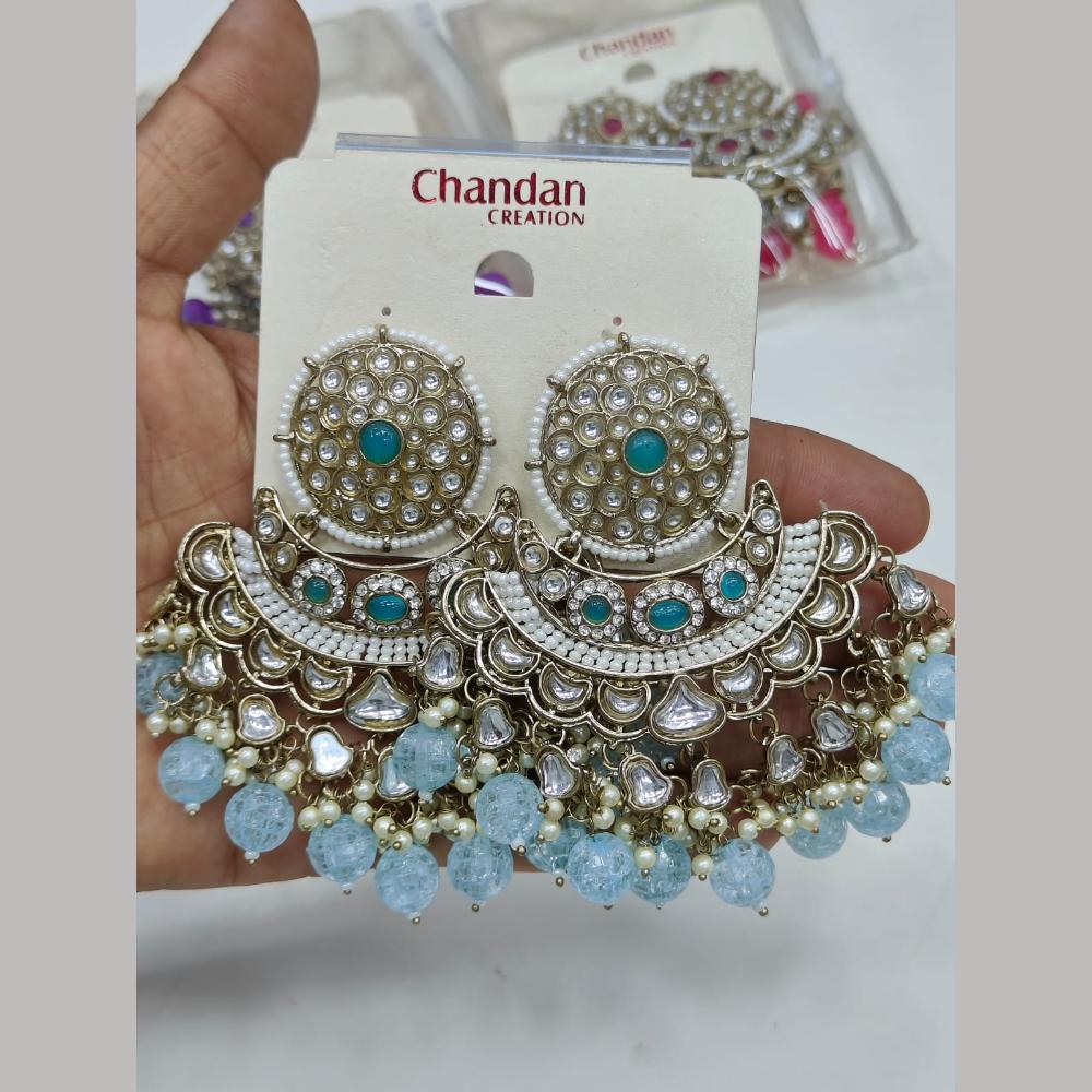 Pooja Bangles Gold Plated Kundan Stone And Pearl Dangler Earrings