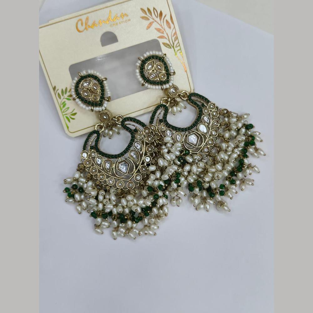 Pooja Bangles Gold Plated Kundan Stone And Pearl Dangler Earrings