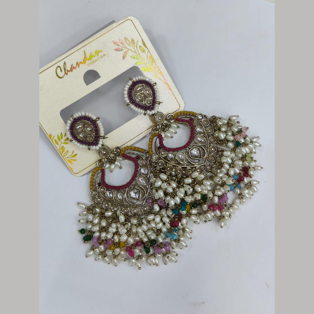 Pooja Bangles Gold Plated Kundan Stone And Pearl Dangler Earrings