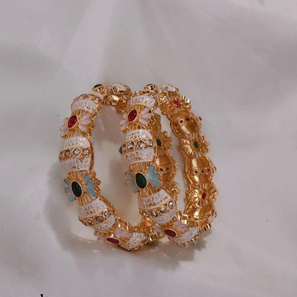Pooja Bangles Gold Plated Kundan Stone And Meenakari Bangles Set