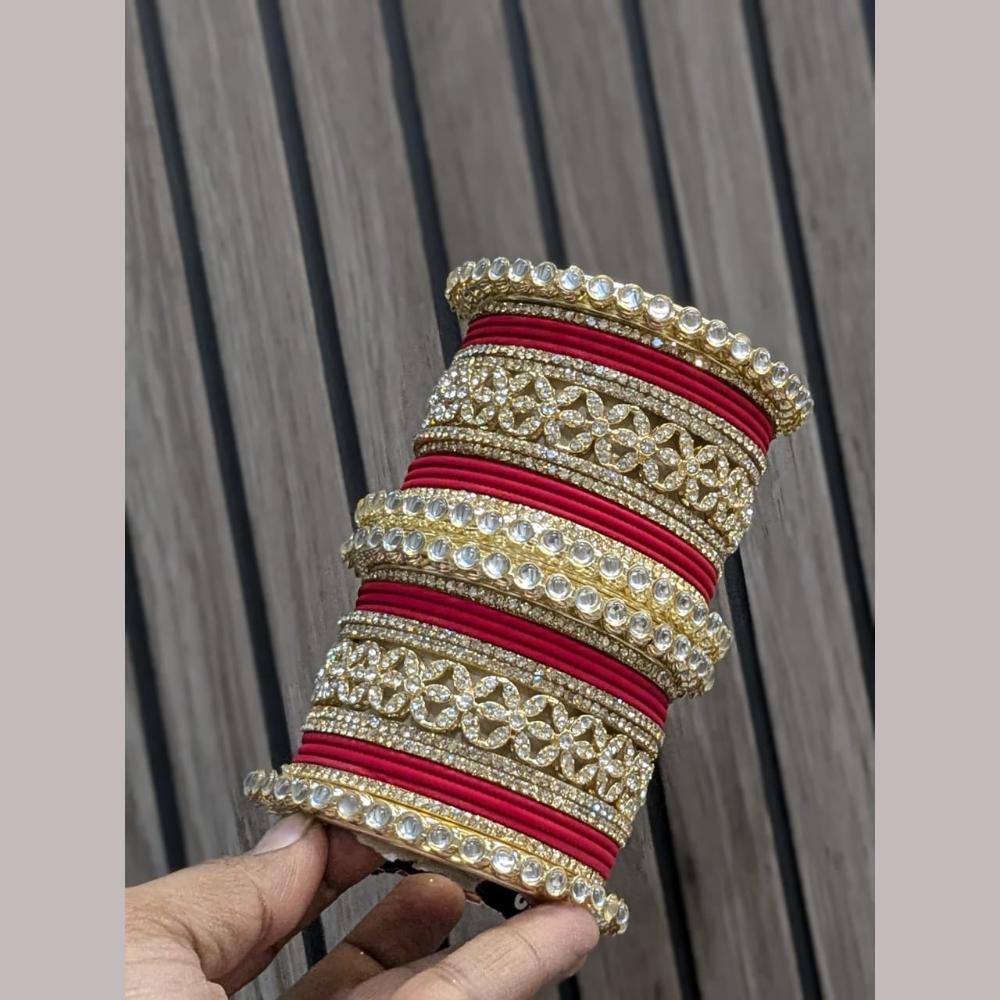 Pooja Bangles Gold Plated Kundan Stone Bangles Set