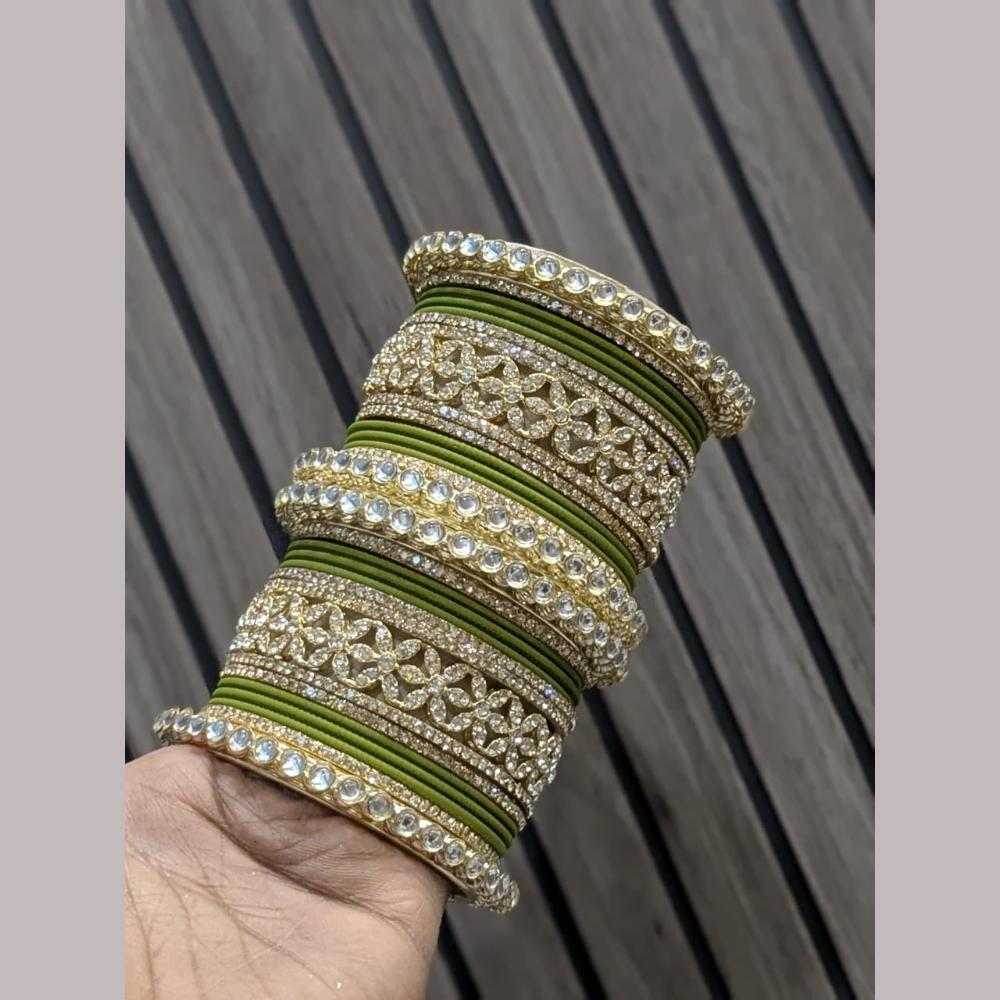 Pooja Bangles Gold Plated Kundan Stone Bangles Set