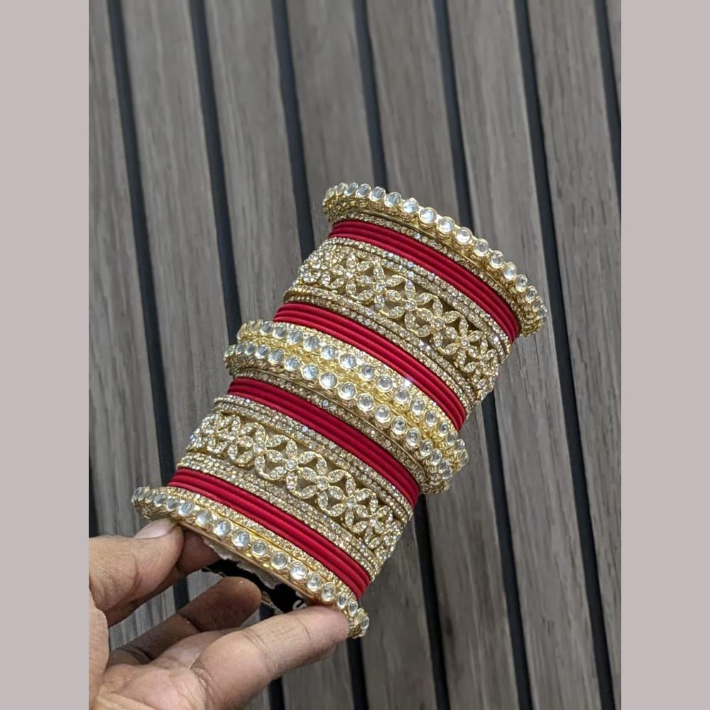 Pooja Bangles Gold Plated Kundan Stone Bangles Set