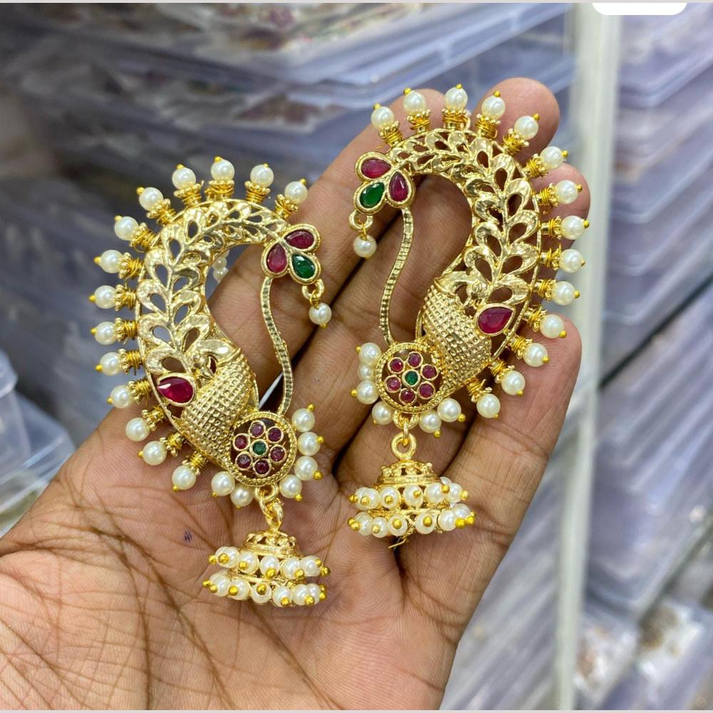 Pooja Bangles Gold Plated Pota Stone And Pearl Jhumki Earrings