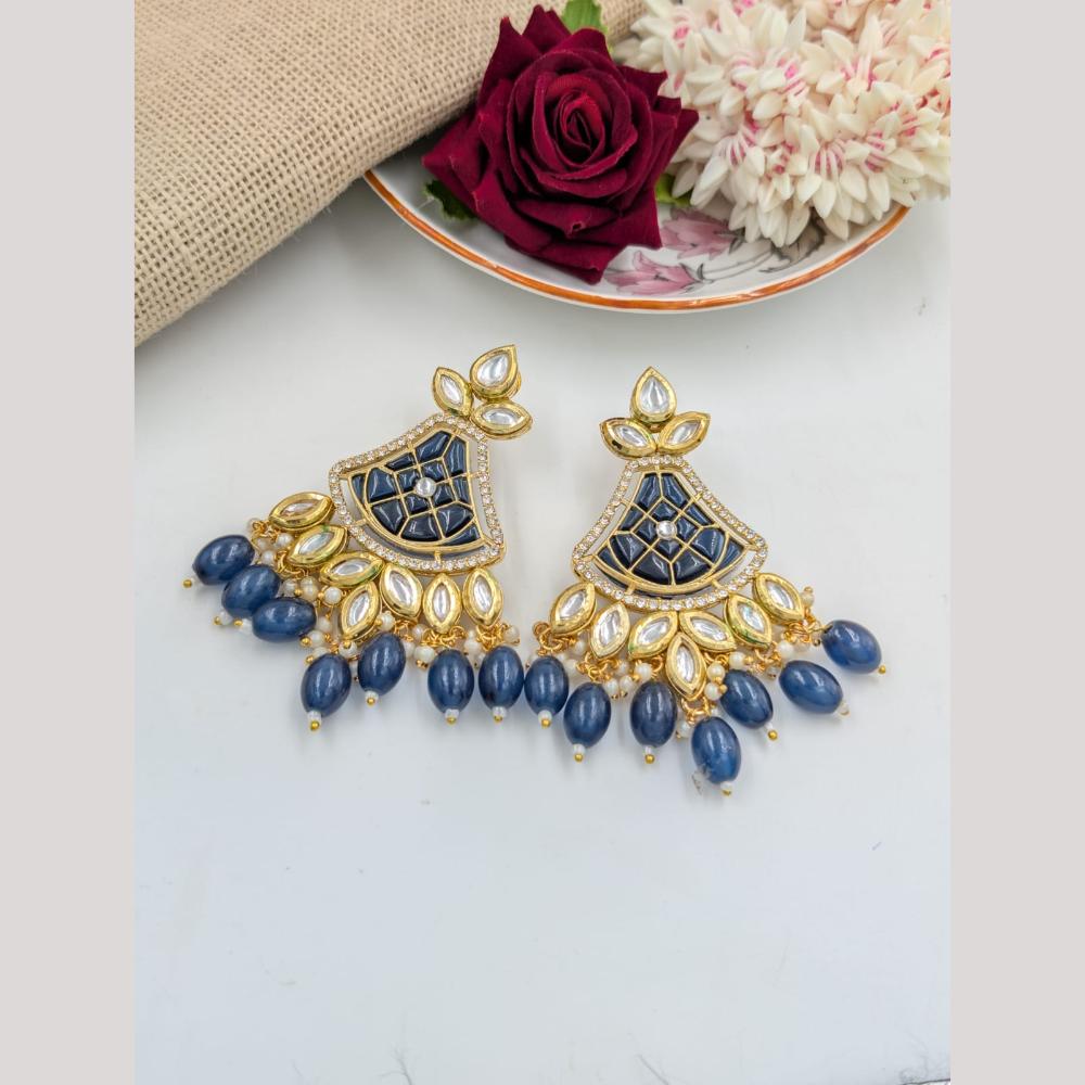 Pooja Bangles Gold Plated Kundan Stone And Beads Dangler Earrings