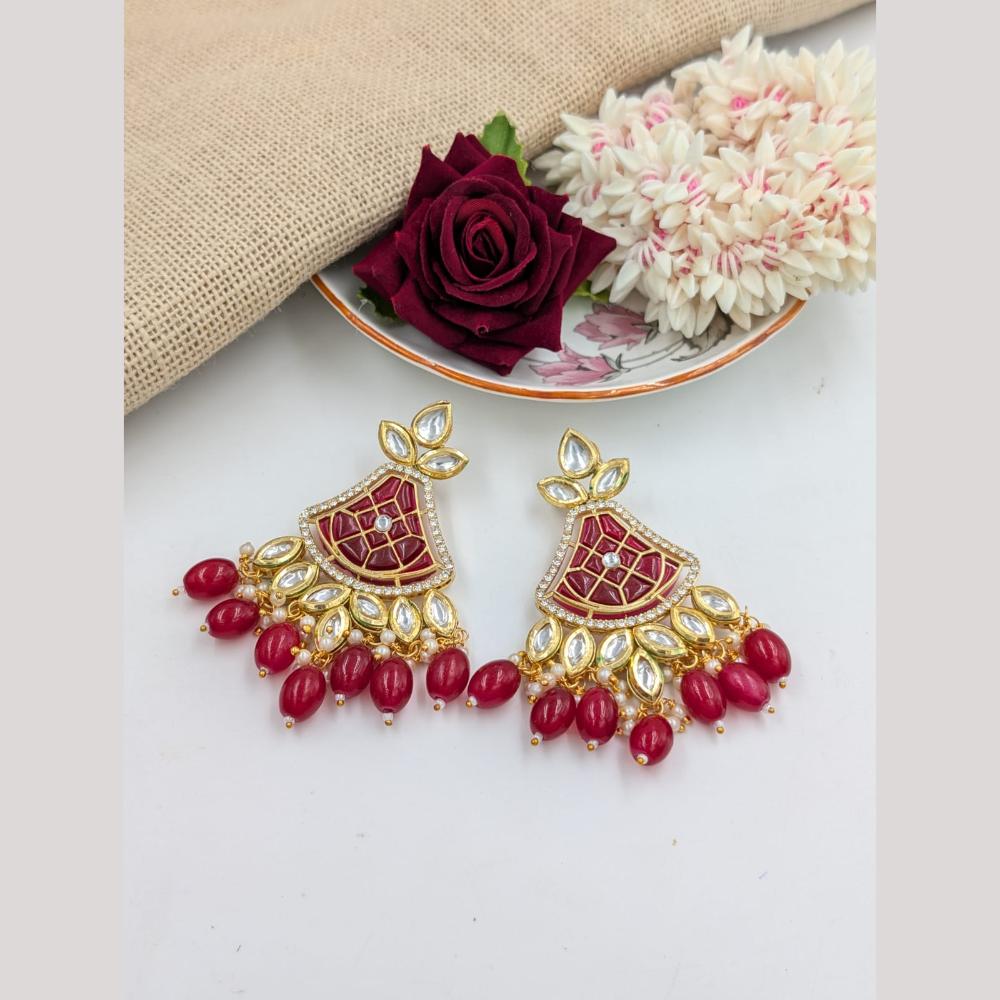 Pooja Bangles Gold Plated Kundan Stone And Beads Dangler Earrings