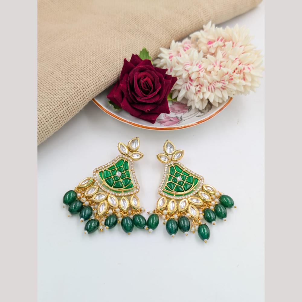 Pooja Bangles Gold Plated Kundan Stone And Beads Dangler Earrings