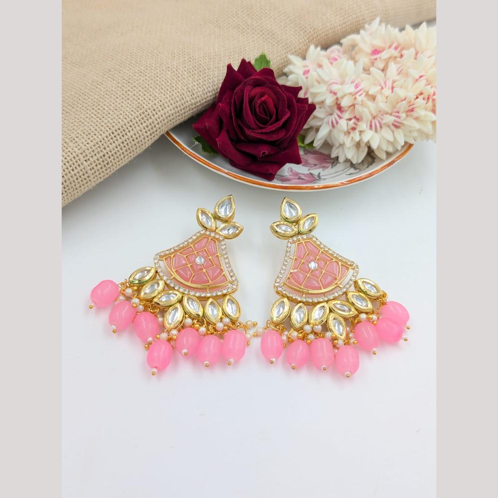Pooja Bangles Gold Plated Kundan Stone And Beads Dangler Earrings