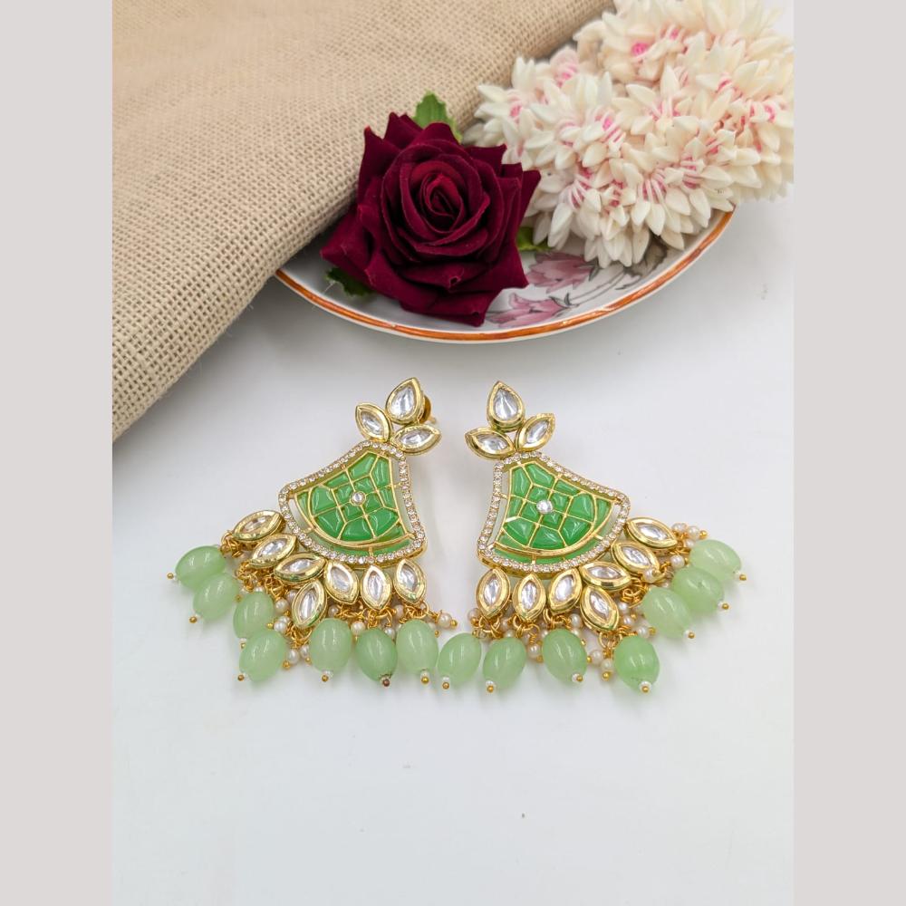 Pooja Bangles Gold Plated Kundan Stone And Beads Dangler Earrings