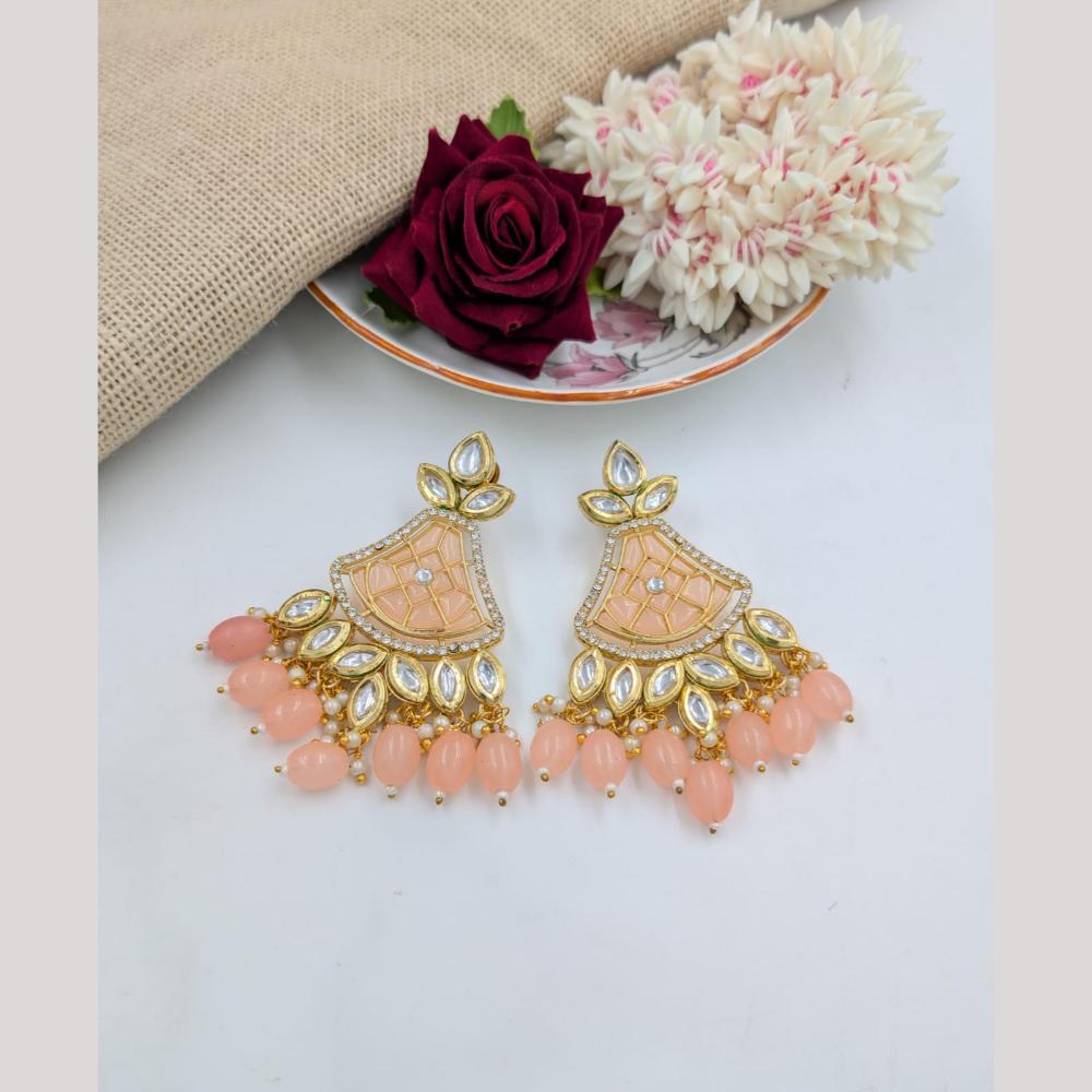 Pooja Bangles Gold Plated Kundan Stone And Beads Dangler Earrings