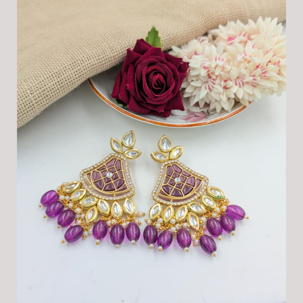 Pooja Bangles Gold Plated Kundan Stone And Beads Dangler Earrings