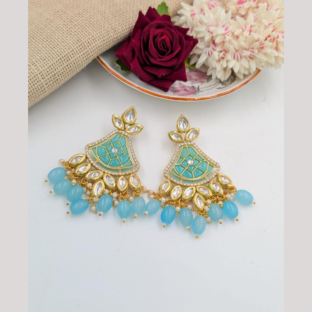 Pooja Bangles Gold Plated Kundan Stone And Beads Dangler Earrings