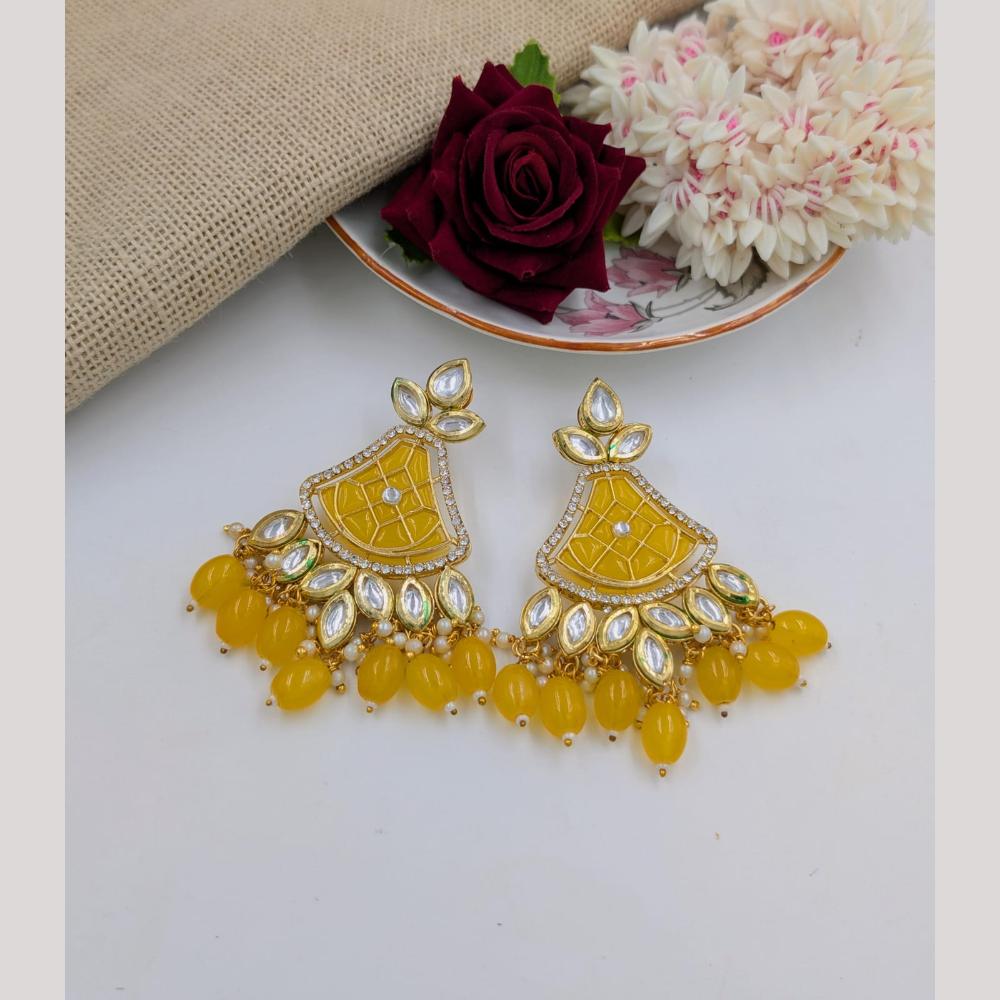 Pooja Bangles Gold Plated Kundan Stone And Beads Dangler Earrings