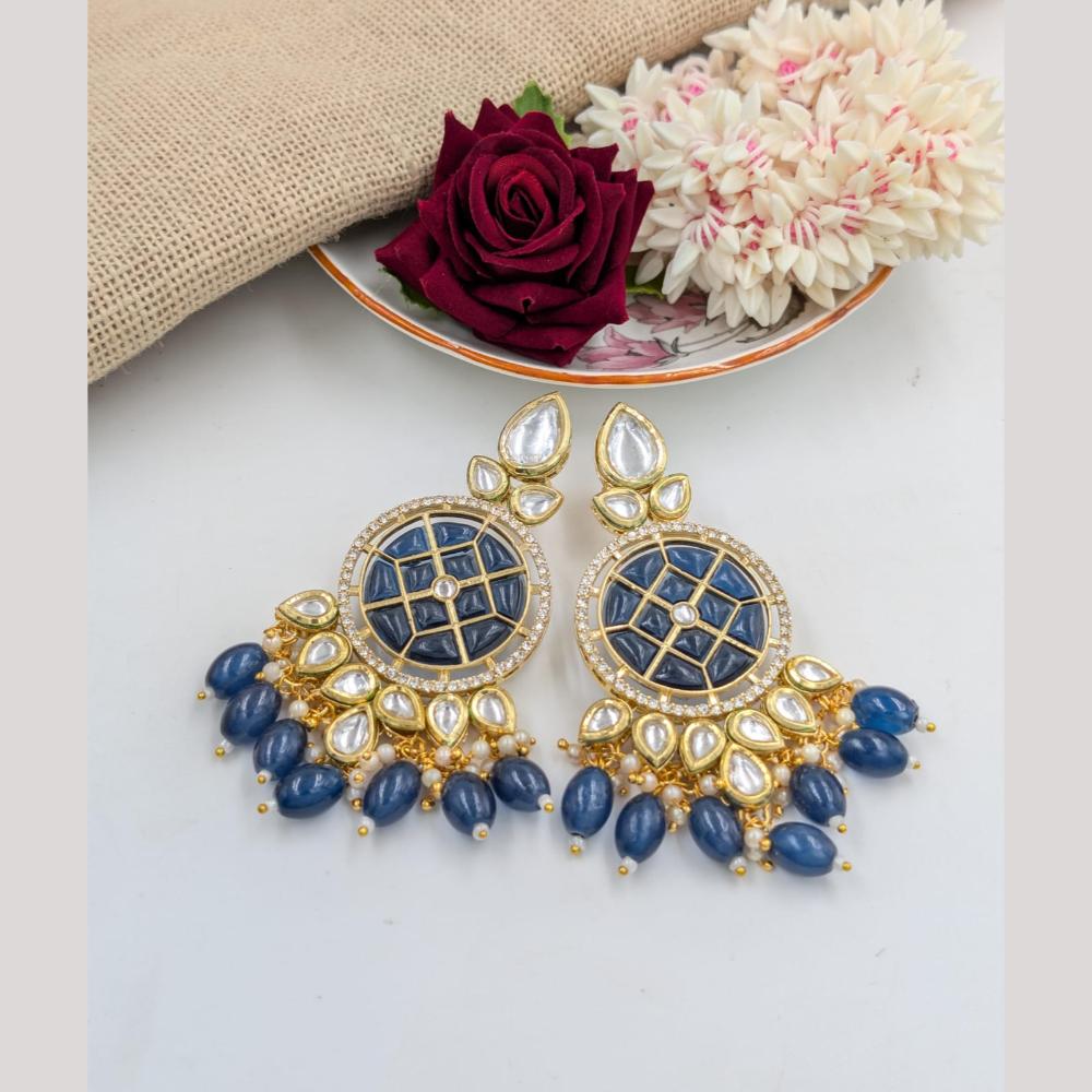 Pooja Bangles Gold Plated Kundan Stone And Beads Dangler Earrings