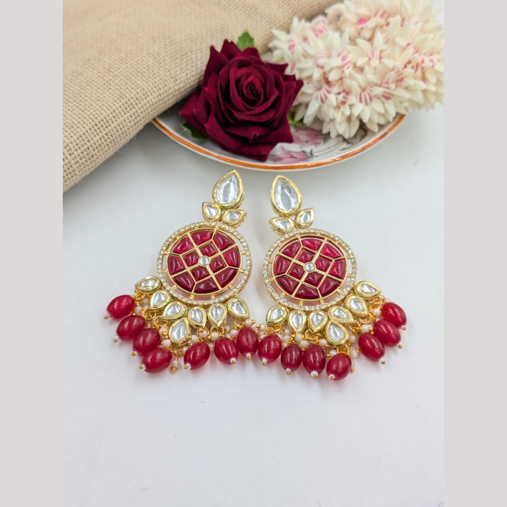 Pooja Bangles Gold Plated Kundan Stone And Beads Dangler Earrings