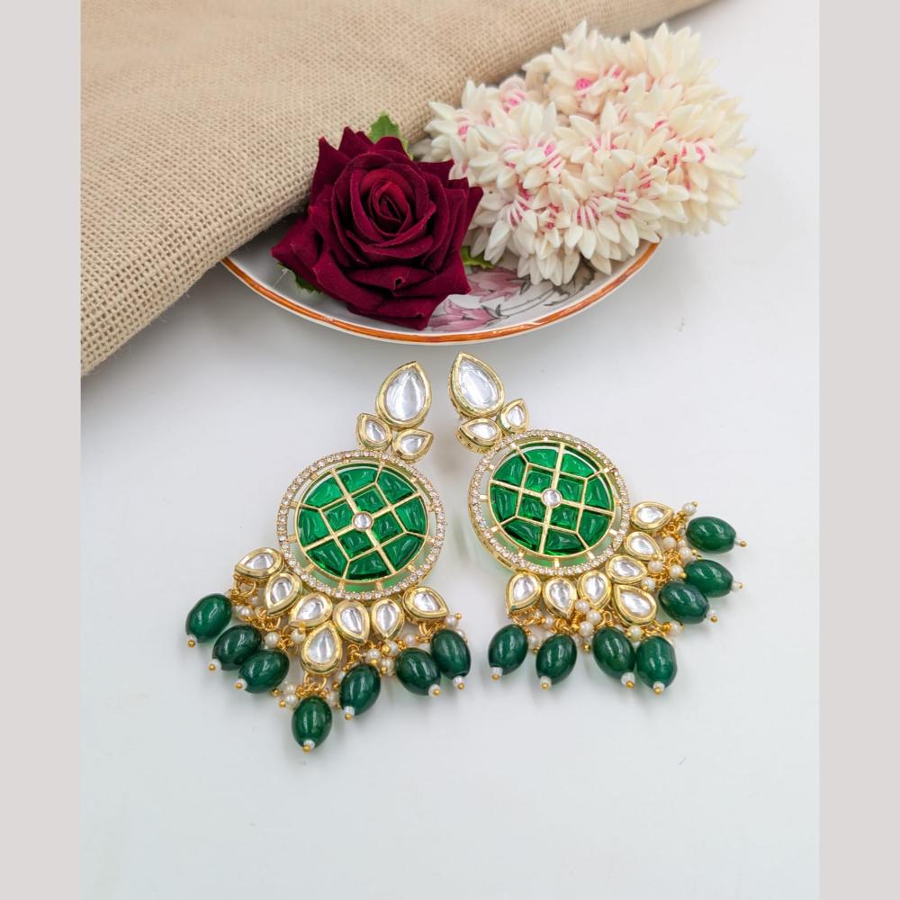 Pooja Bangles Gold Plated Kundan Stone And Beads Dangler Earrings