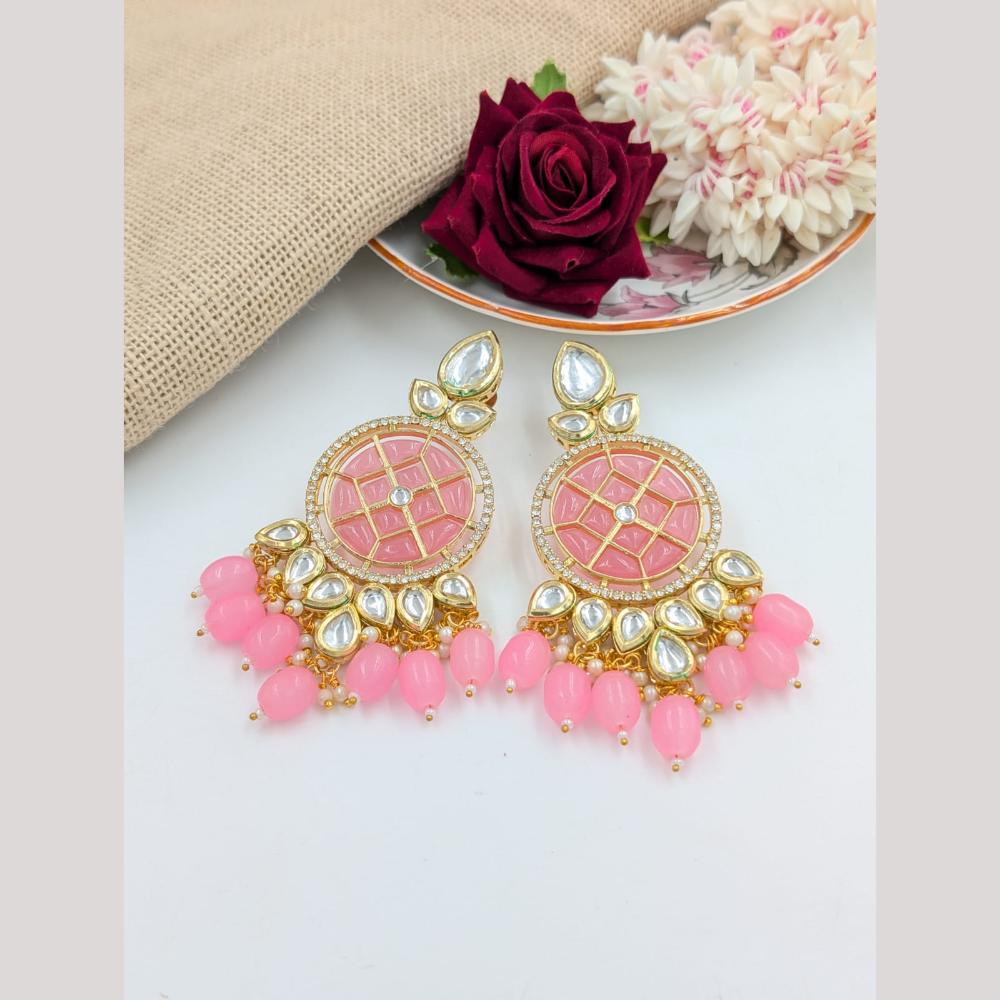 Pooja Bangles Gold Plated Kundan Stone And Beads Dangler Earrings