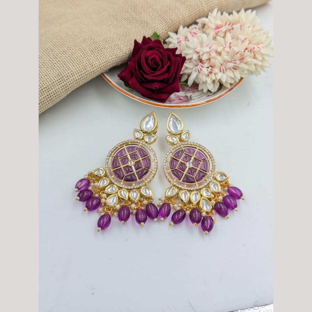 Pooja Bangles Gold Plated Kundan Stone And Beads Dangler Earrings