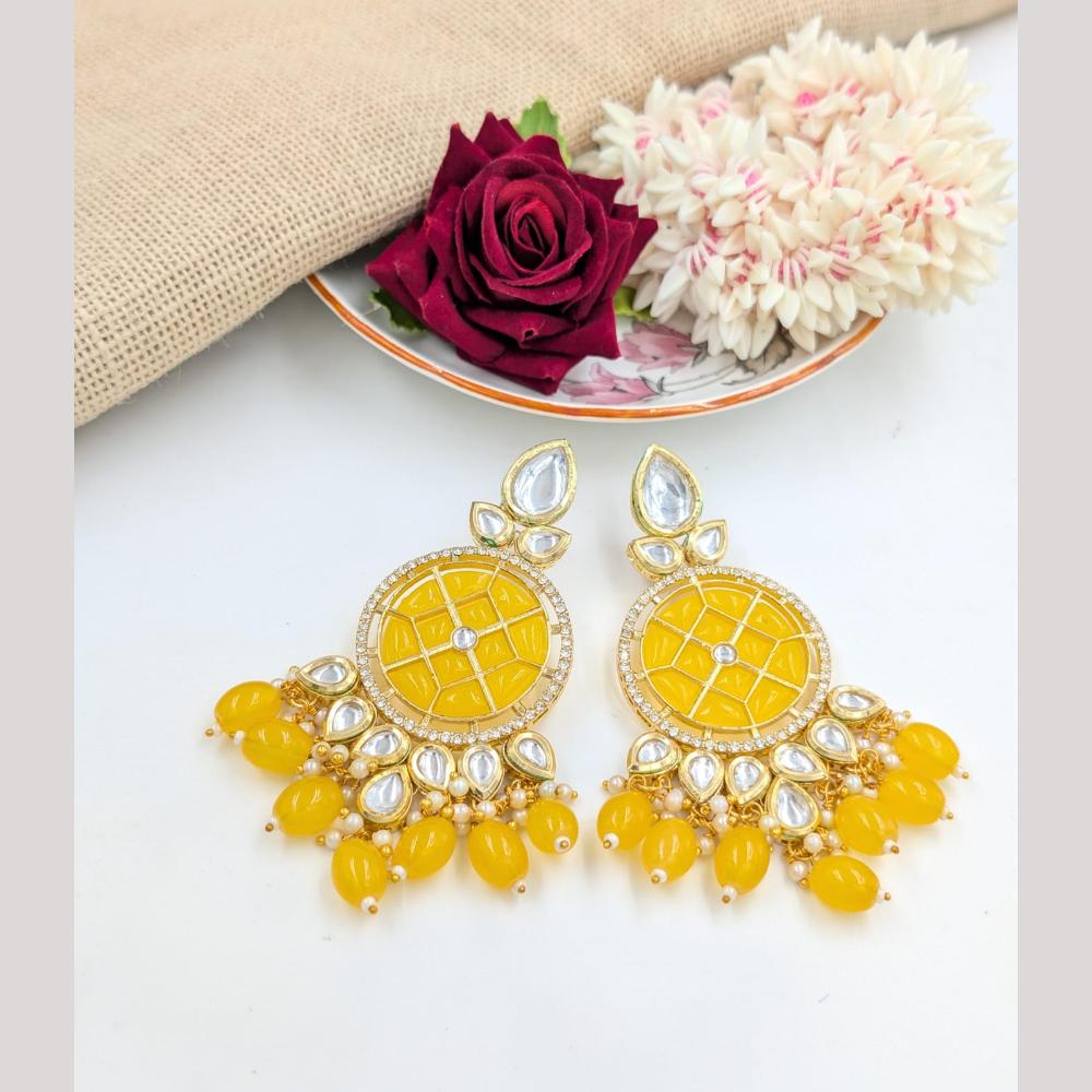 Pooja Bangles Gold Plated Kundan Stone And Beads Dangler Earrings