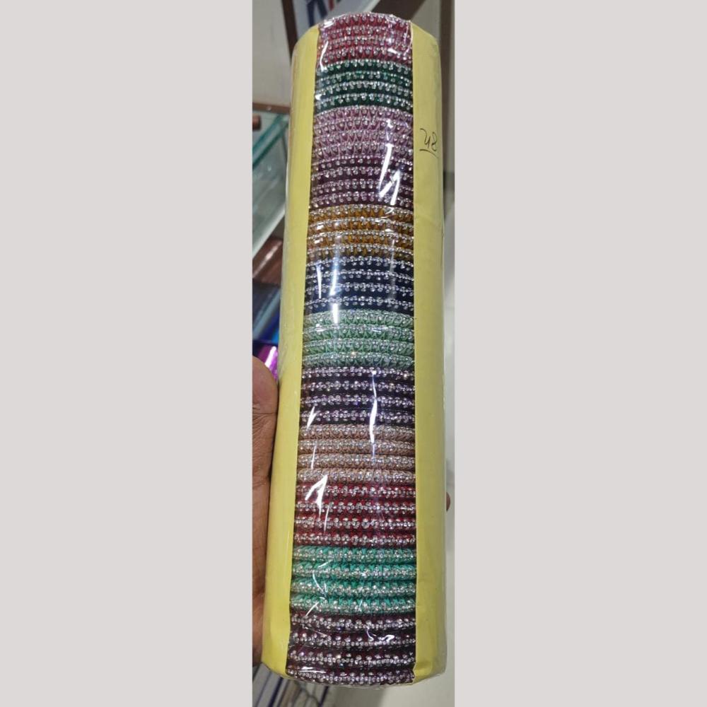Pooja Bangles Multi Colors Austrian Stone Bangle Set