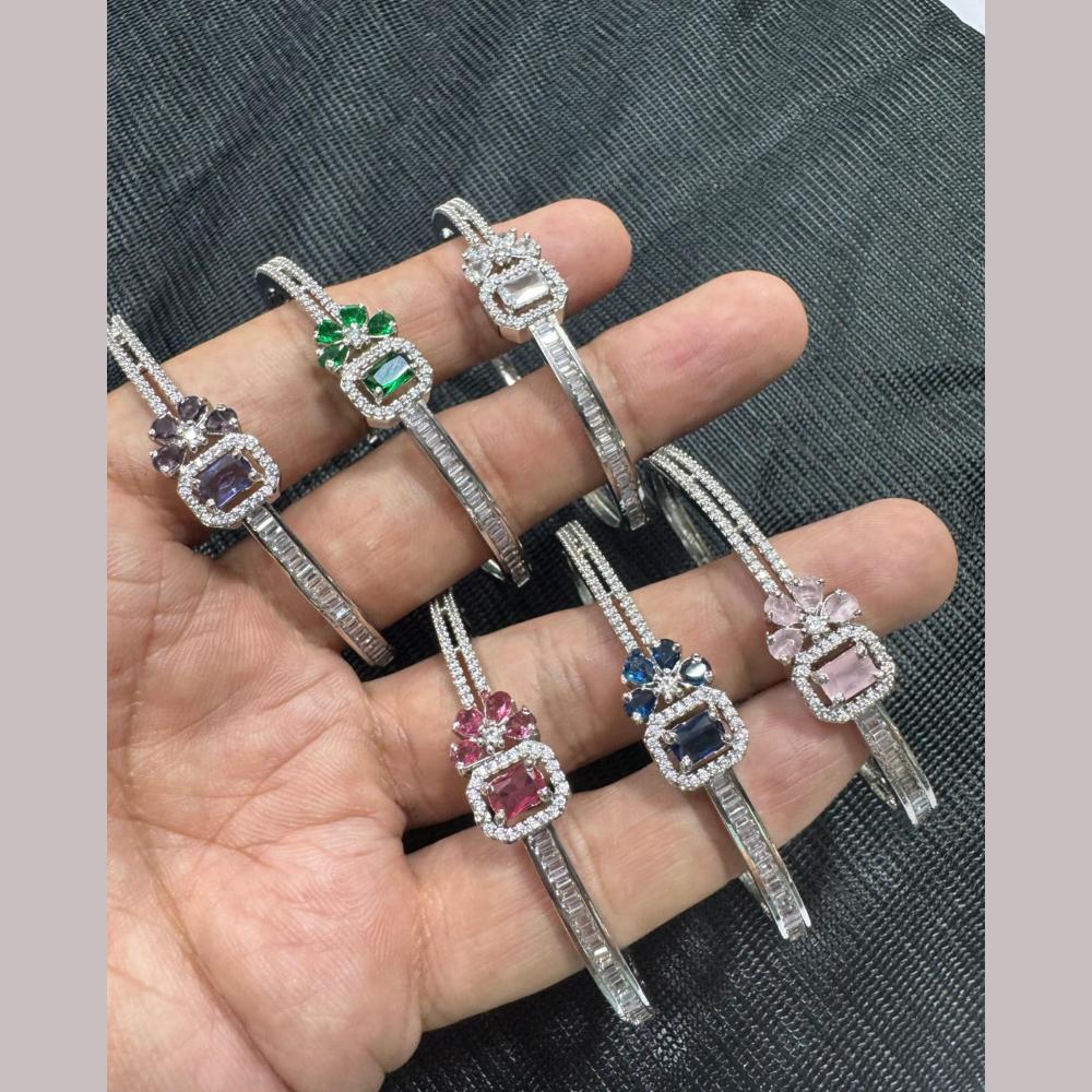 Pooja Bangles Silver Plated American Dimond Bracelet (1 Piece Only)