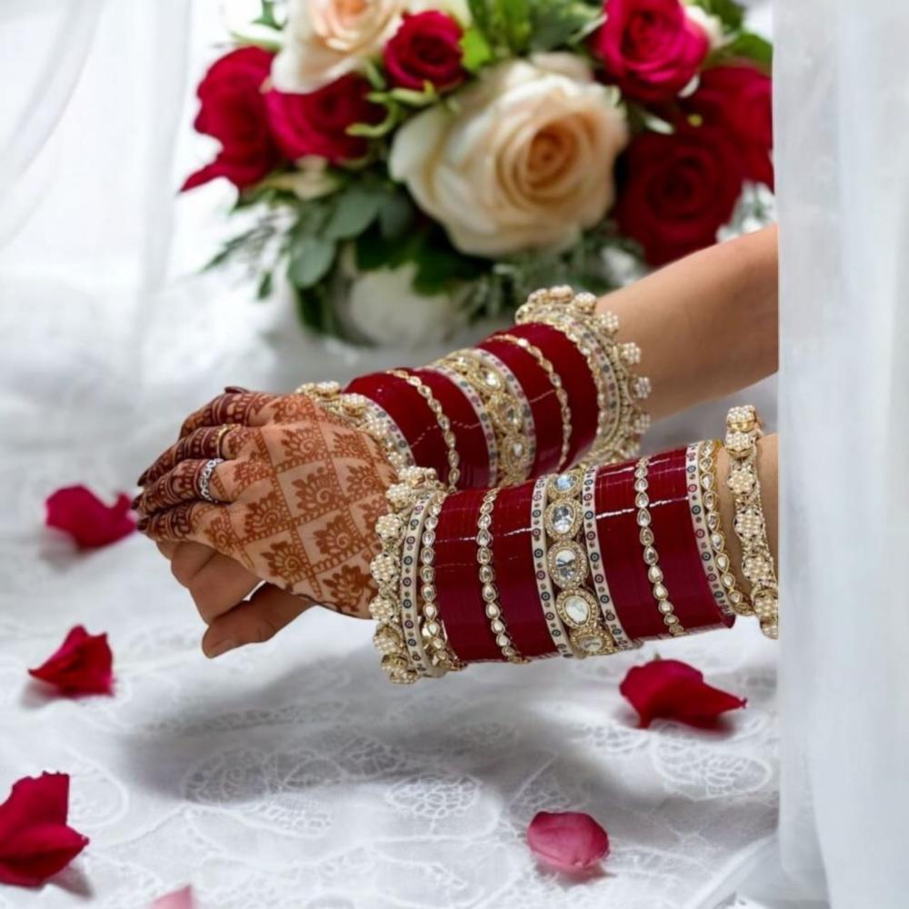 Pooja Bangles Gold Plated Kundan Stone Acrylic Bangle Set