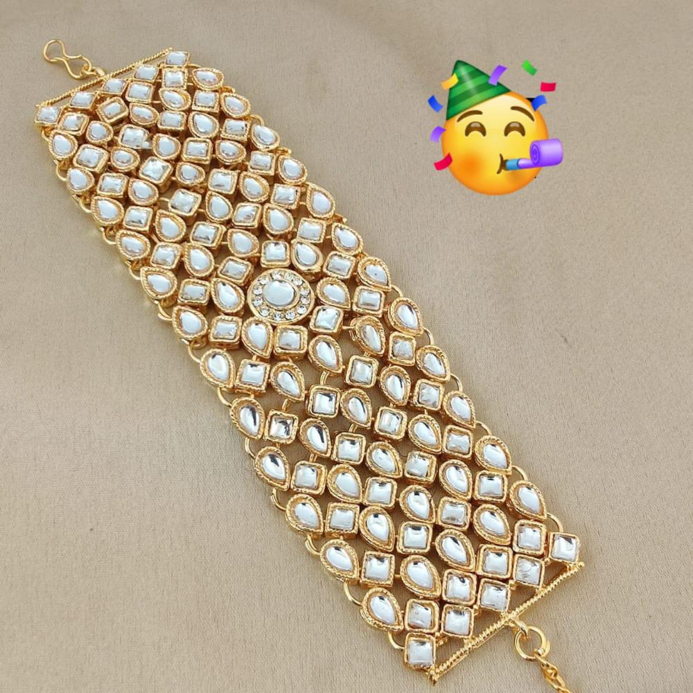 Pooja Bangles Gold Plated Kundan Stone Bracelet