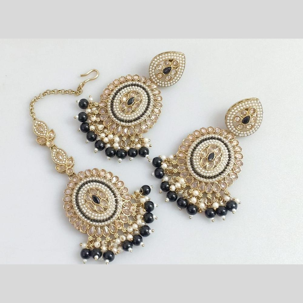Pooja Bangles Gold Plated Crystal And Beads Designer Earrings with Maangtikka Set