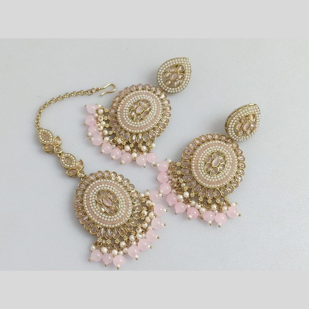 Pooja Bangles Gold Plated Crystal And Beads Designer Earrings with Maangtikka Set