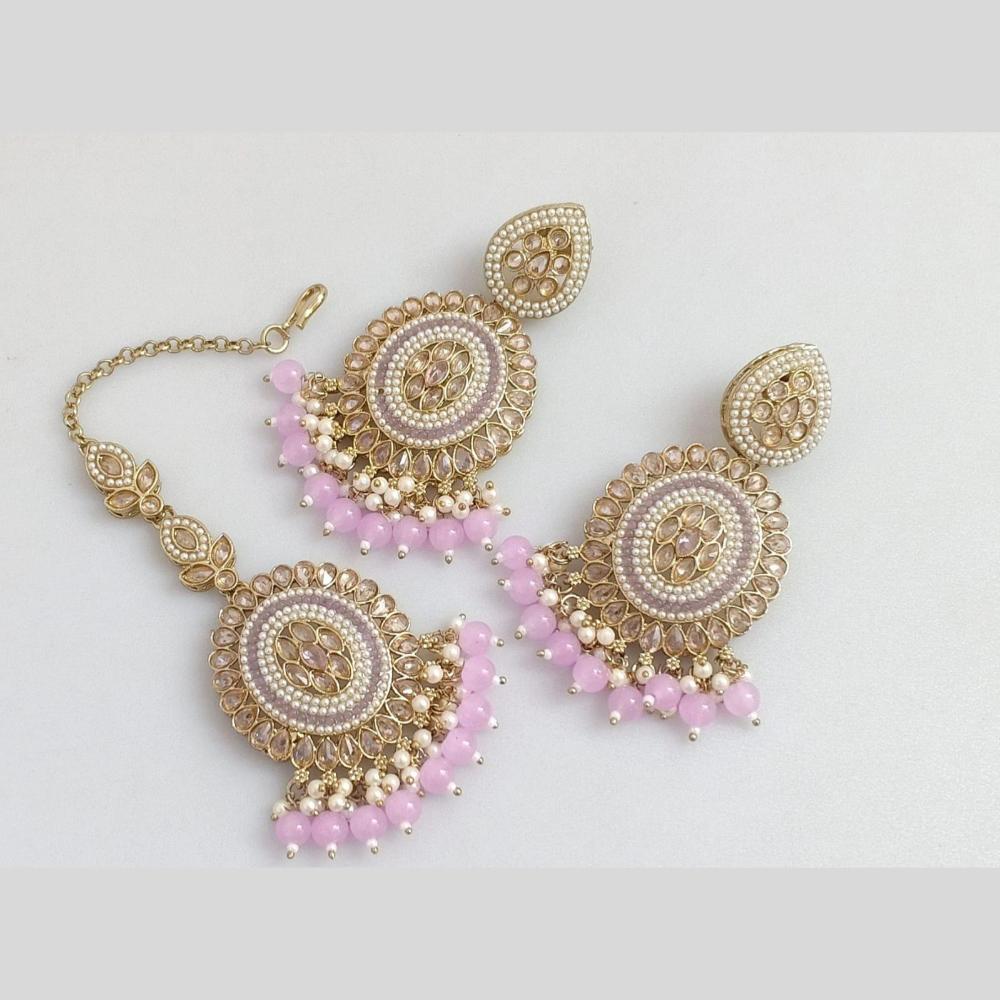 Pooja Bangles Gold Plated Crystal And Beads Designer Earrings with Maangtikka Set