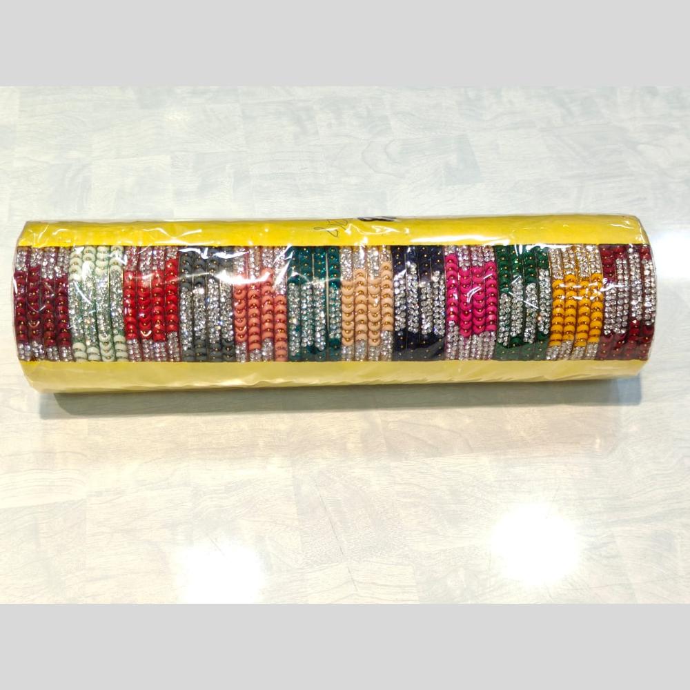 Pooja Bangles Gold Plated Festive Elegance Multi Color Austrian Stone Bangle Set