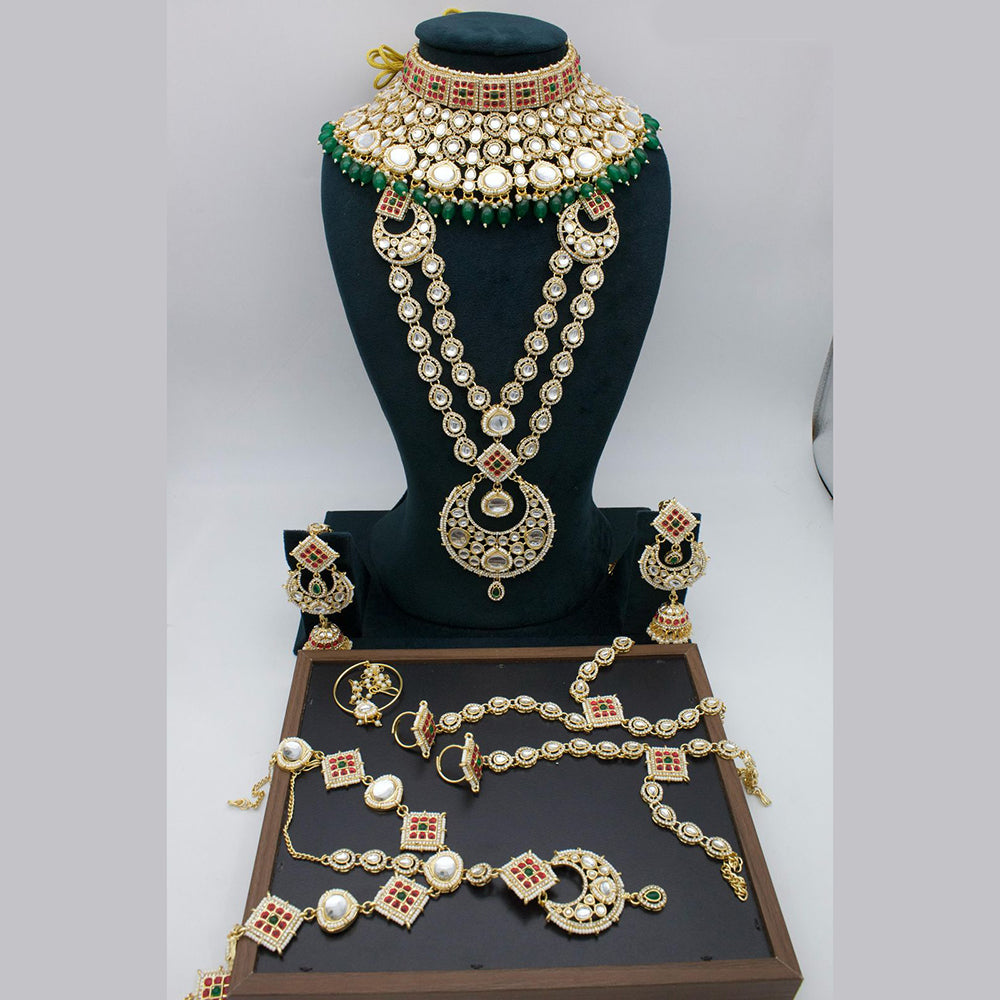 Pooja Bangles Gold Plated Kundan Bridal Necklace Set