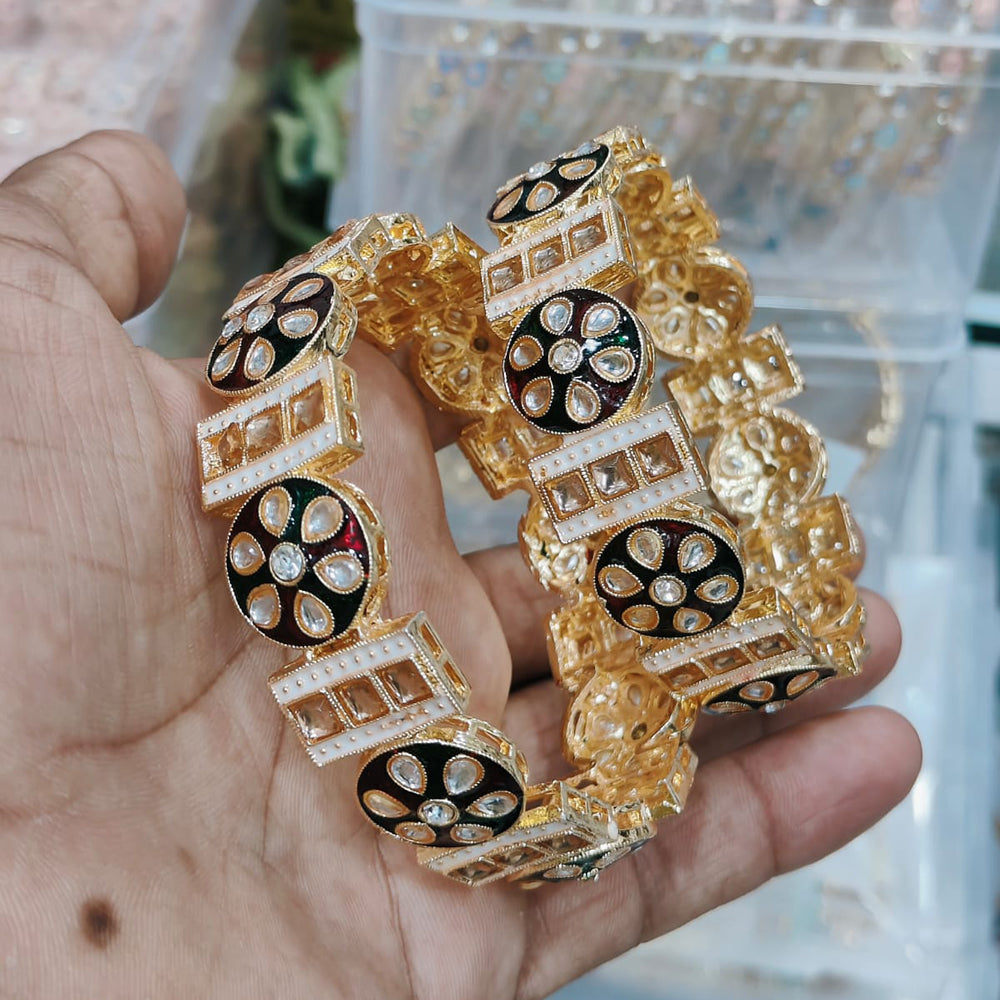 Pooja Bangles Gold Plated Kundan Bangle Set