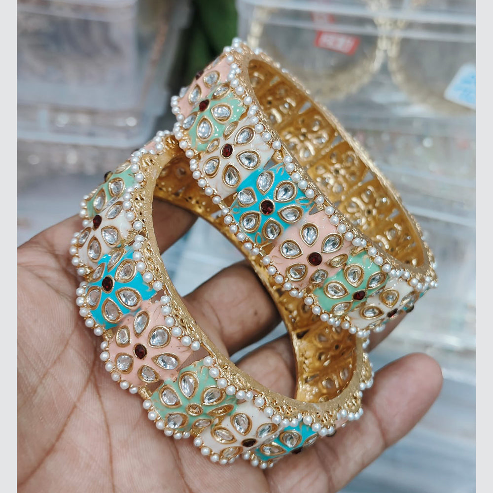 Pooja Bangles Gold Plated Kundan Bangle Set