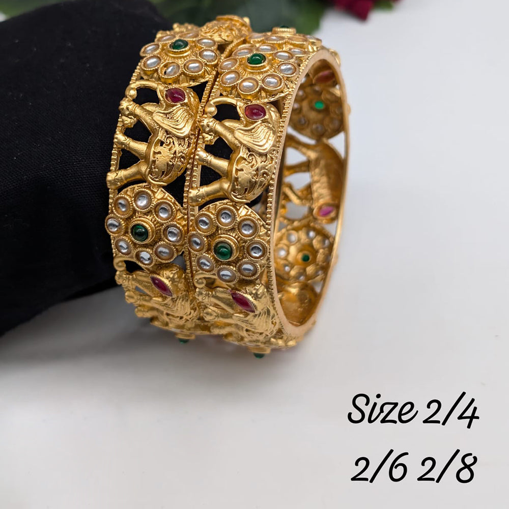Pooja Bangles Gold Plated Pota Stone Bangles Set