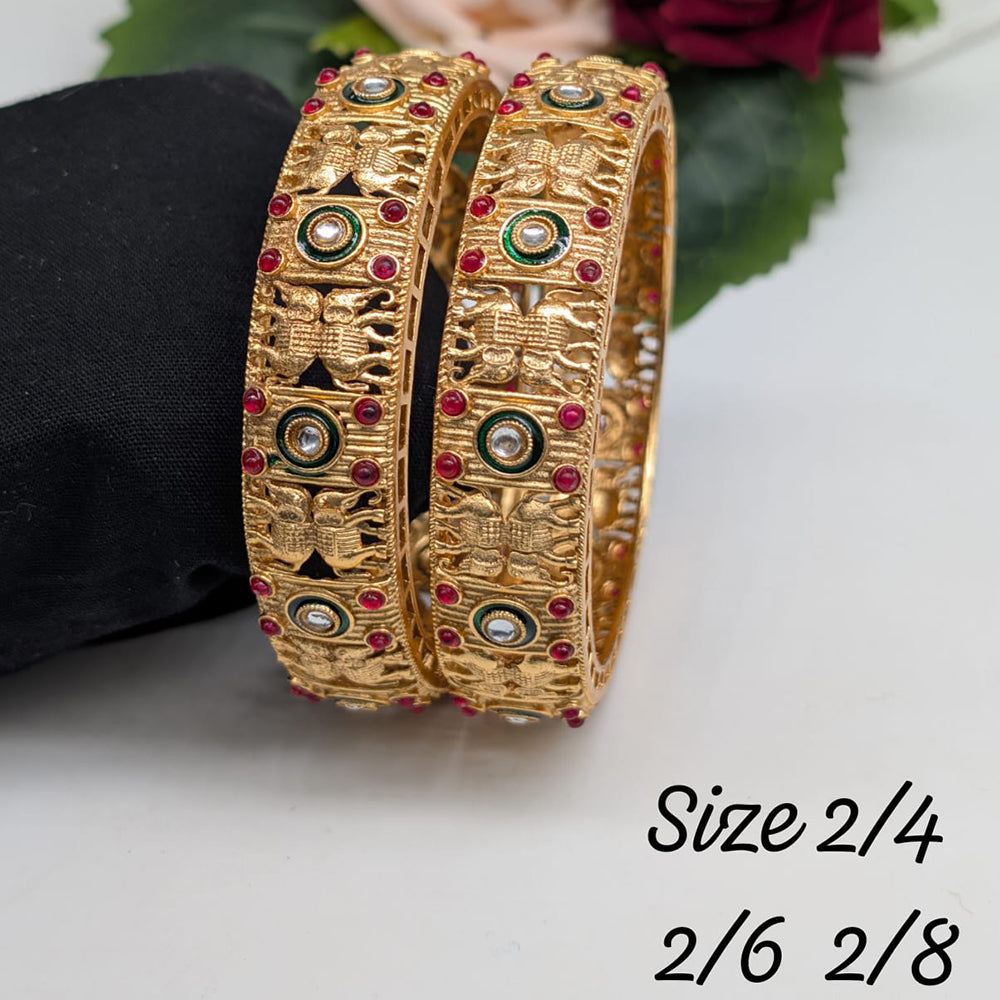 Pooja Bangles Gold Plated Pota Stone Bangles Set
