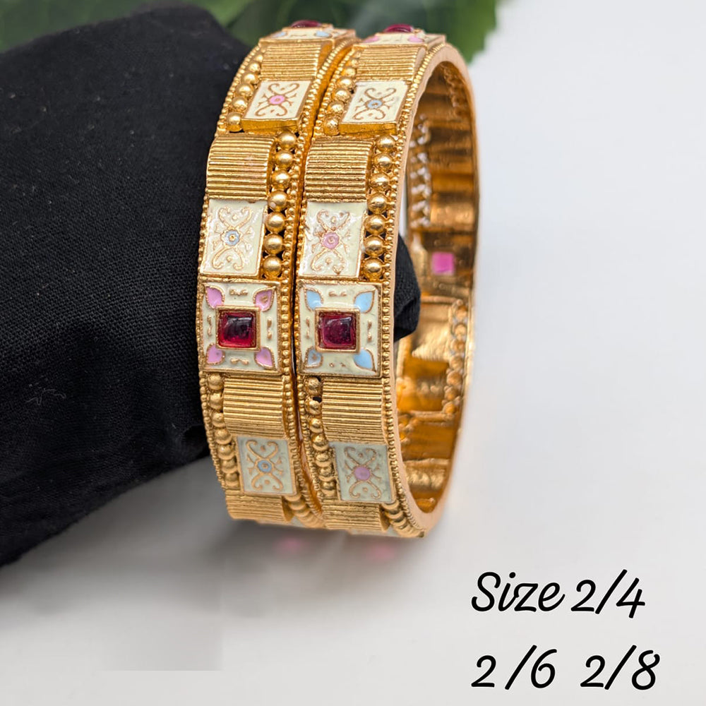 Pooja Bangles Gold Plated Pota Stone Meenakari Bangles Set