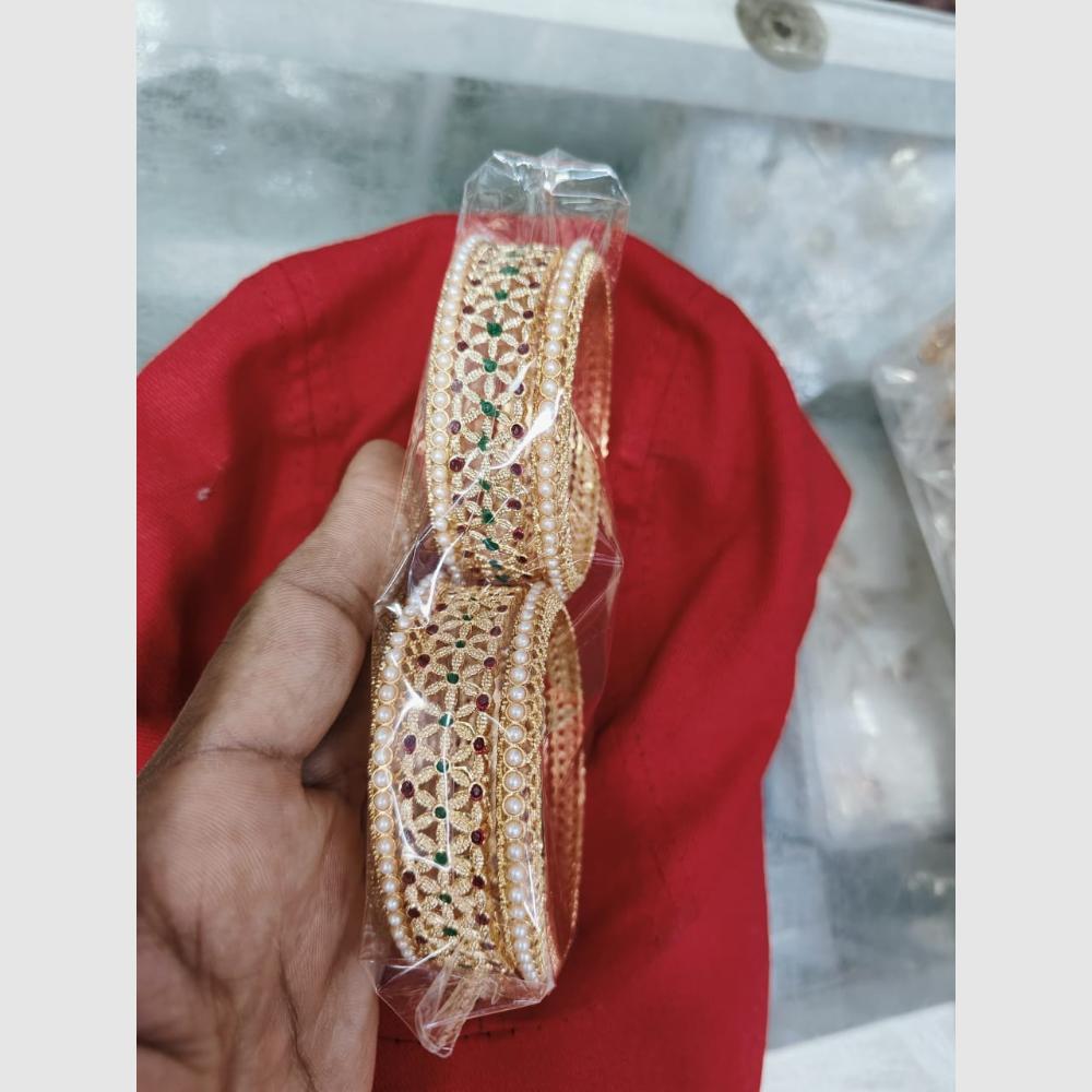 Pooja Bangles Gold Plated Pearl Bangles Set