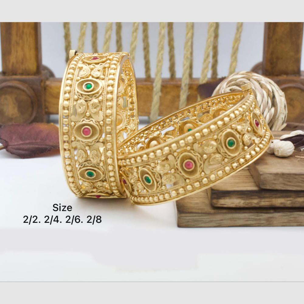 Pooja Bangles Gold Plated Pota Stone Openable Bangles Set