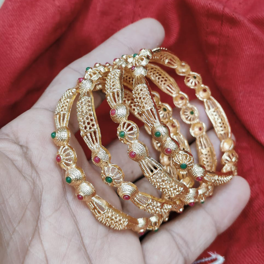 Pooja Bangles Gold Plated Pota Stone Bangles Set